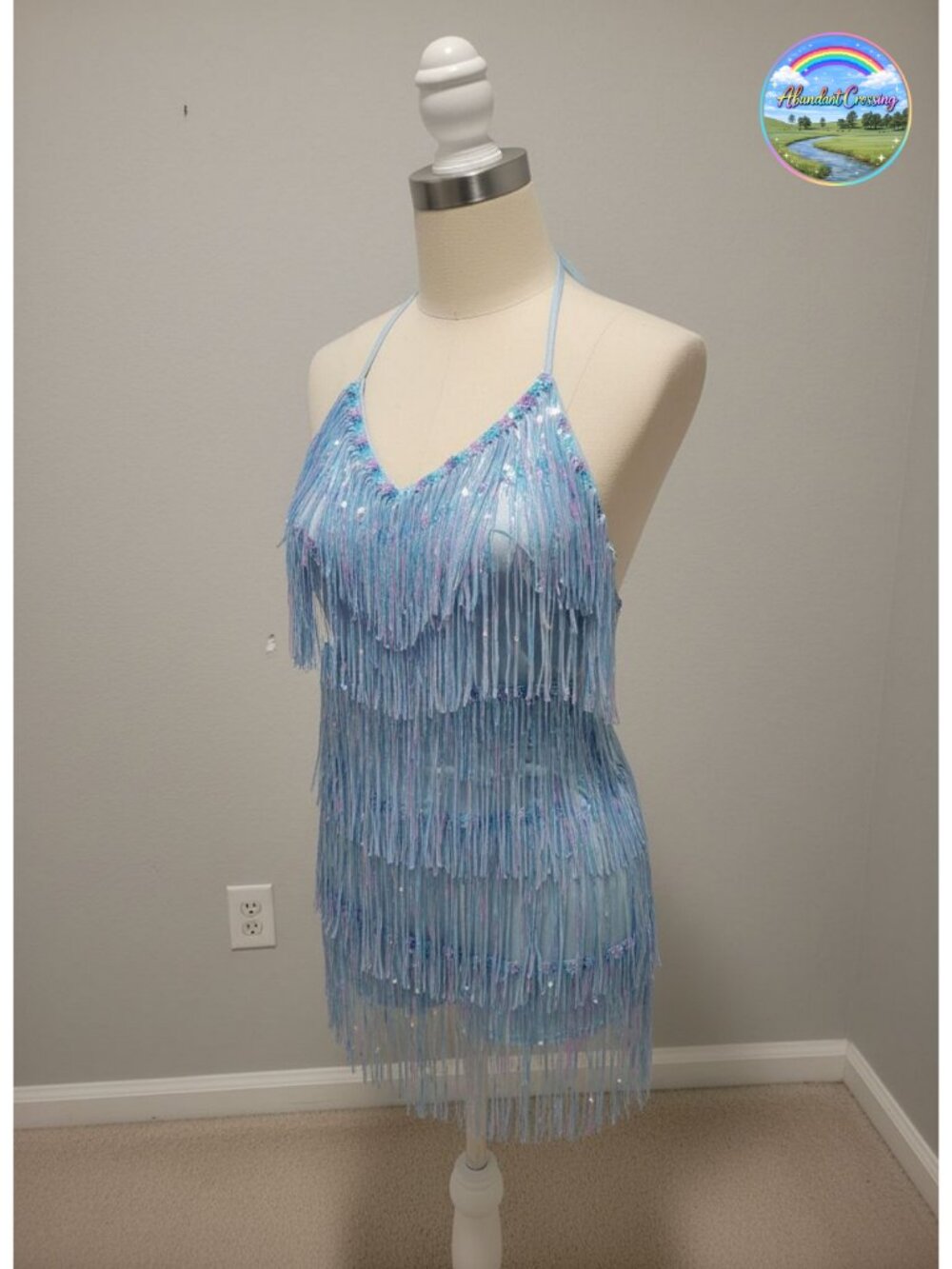 Kaei&Shi Sequin Fringe Romper Backless Short Jumpsuit Disco Party Outfit